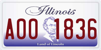 IL license plate A001836
