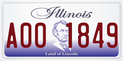 IL license plate A001849