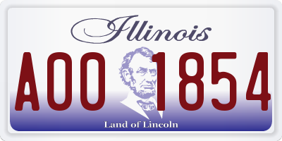 IL license plate A001854