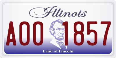 IL license plate A001857