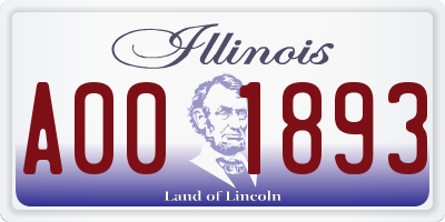 IL license plate A001893