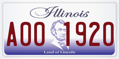 IL license plate A001920