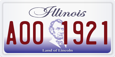 IL license plate A001921