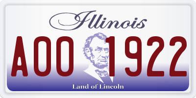 IL license plate A001922