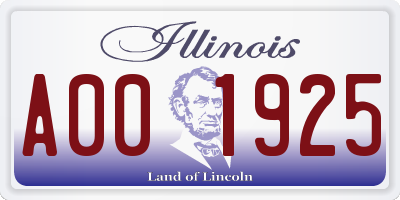 IL license plate A001925