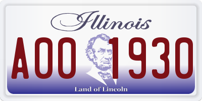 IL license plate A001930