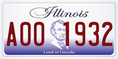 IL license plate A001932