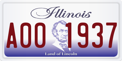 IL license plate A001937