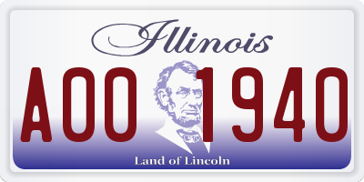 IL license plate A001940