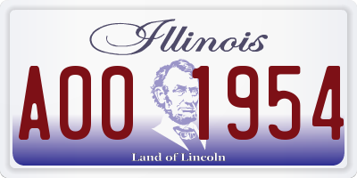 IL license plate A001954