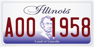 IL license plate A001958