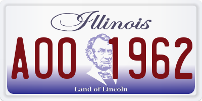 IL license plate A001962