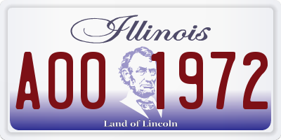 IL license plate A001972