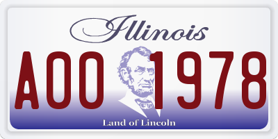 IL license plate A001978