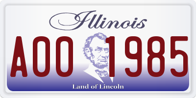 IL license plate A001985