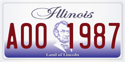 IL license plate A001987