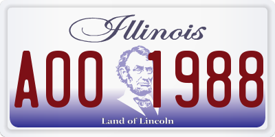 IL license plate A001988