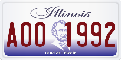 IL license plate A001992