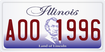 IL license plate A001996