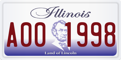 IL license plate A001998