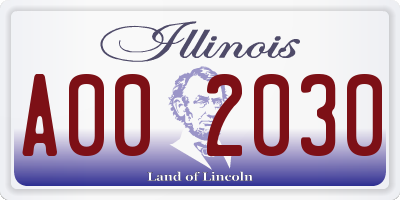 IL license plate A002030