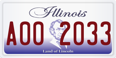 IL license plate A002033