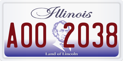 IL license plate A002038