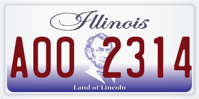 IL license plate A002314