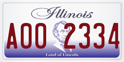 IL license plate A002334