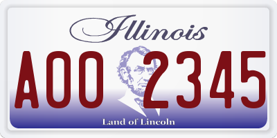 IL license plate A002345