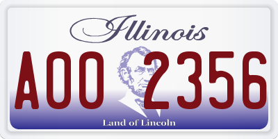 IL license plate A002356