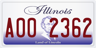 IL license plate A002362