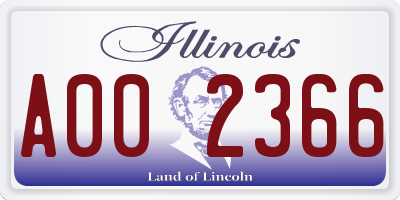 IL license plate A002366