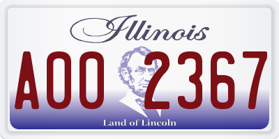 IL license plate A002367