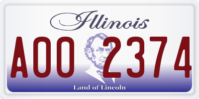 IL license plate A002374