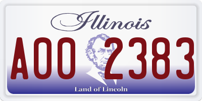 IL license plate A002383