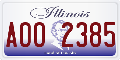 IL license plate A002385