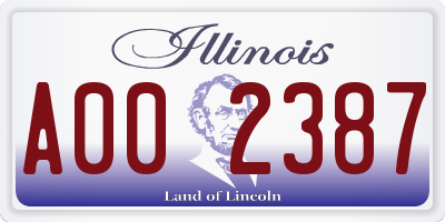 IL license plate A002387