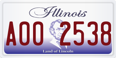 IL license plate A002538