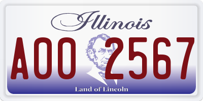 IL license plate A002567