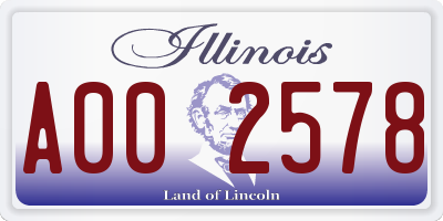 IL license plate A002578
