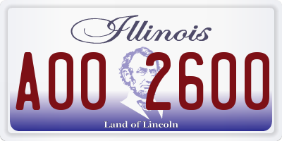 IL license plate A002600