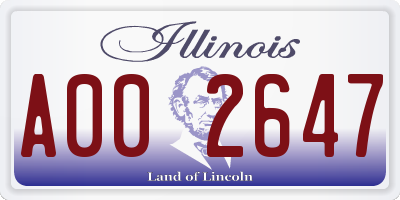 IL license plate A002647