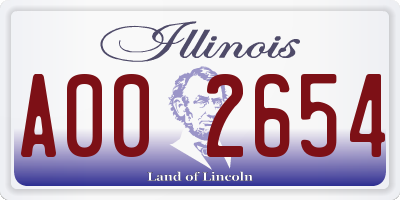 IL license plate A002654