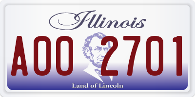 IL license plate A002701