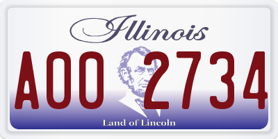 IL license plate A002734