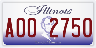 IL license plate A002750