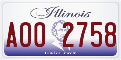 IL license plate A002758