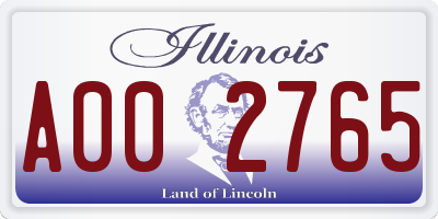 IL license plate A002765