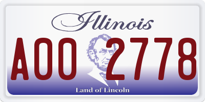 IL license plate A002778